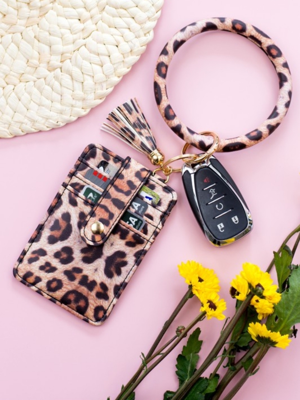 Leopard Print Key Ring Wallet Bracelet | Wristlet‎ Card Holder 🐆